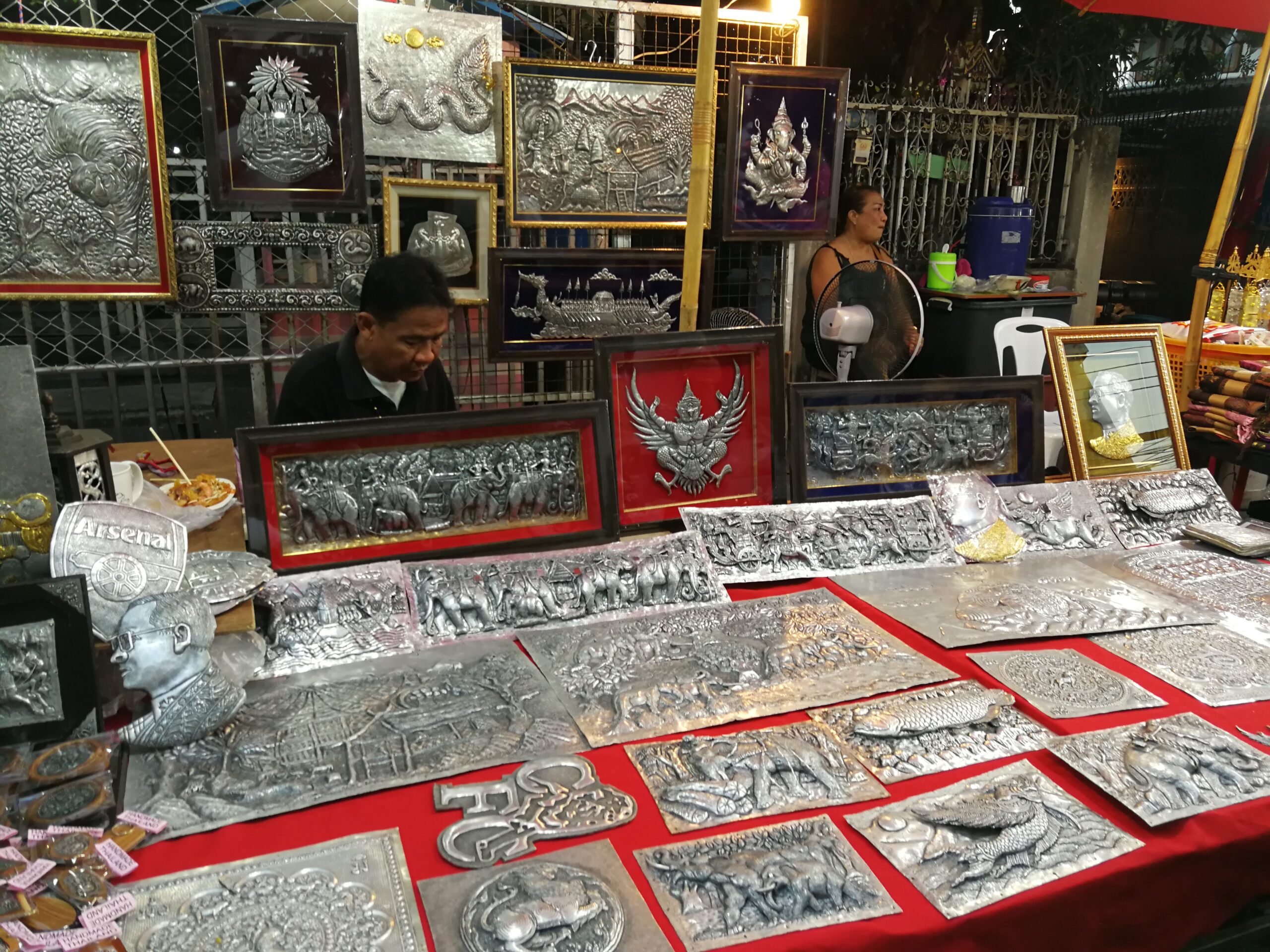traditional silver craftsmanship on  Saturday Night Market Chiang Mai